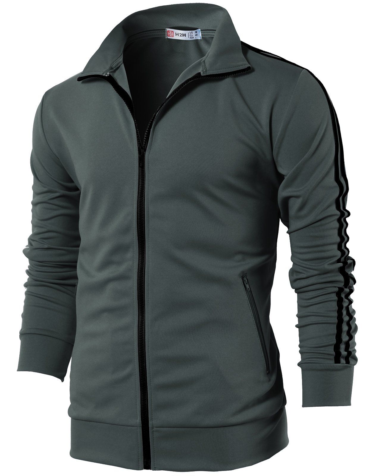 H2H Mens Active Slim Fit Track Lightweight Jacket Zip-up Long Sleeve